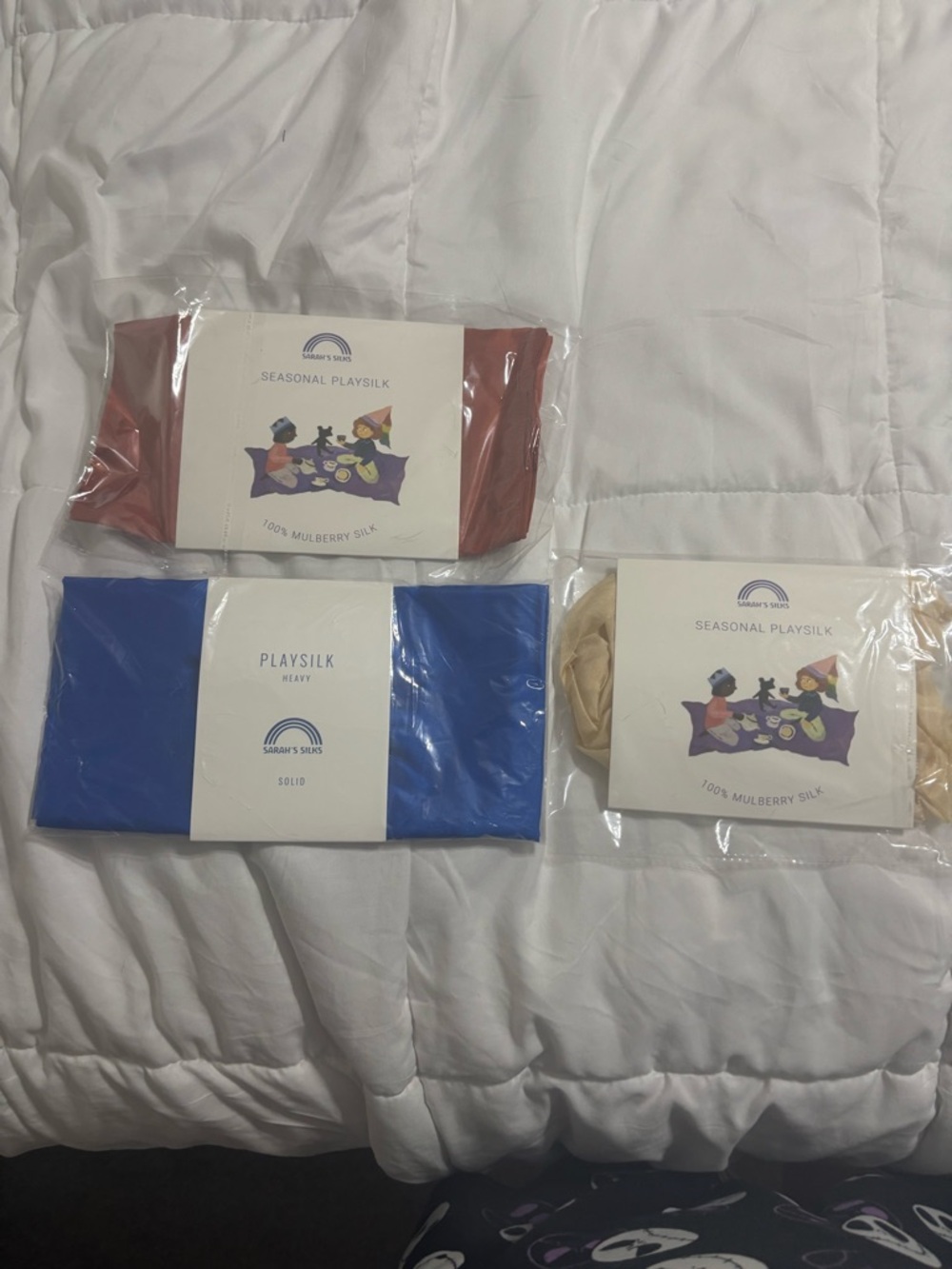 Seasonal Playsilk Set - Red, Blue, Beige